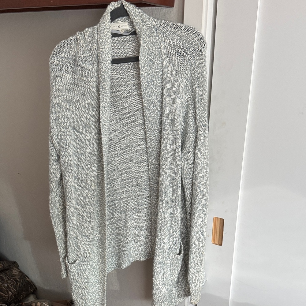 Lou & Grey Marled Gray Open-Front Cardigan